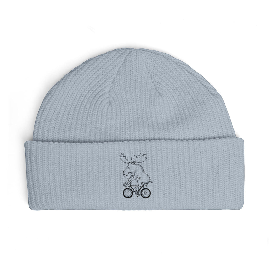 Embroidered Moose on Bike Cuff Beanie