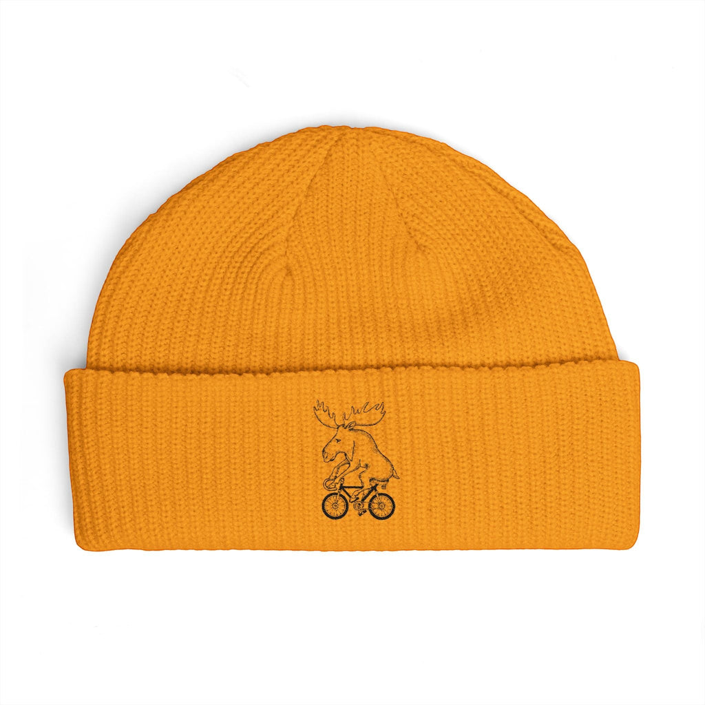 Embroidered Moose on Bike Cuff Beanie