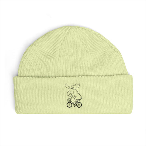 Embroidered Moose on Bike Cuff Beanie