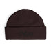 Rack & Cycle dark brown acrylic fisherman beanie with wide ribbed knit and embroidered bike logo on the cuff.