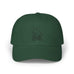 Rack & Cycle dark green cotton dad cap with a whimsical embroidered moose on a bicycle.