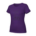 Rack & Cycle women's purple 100% cotton t-shirt with a line drawing of a moose riding a bicycle.